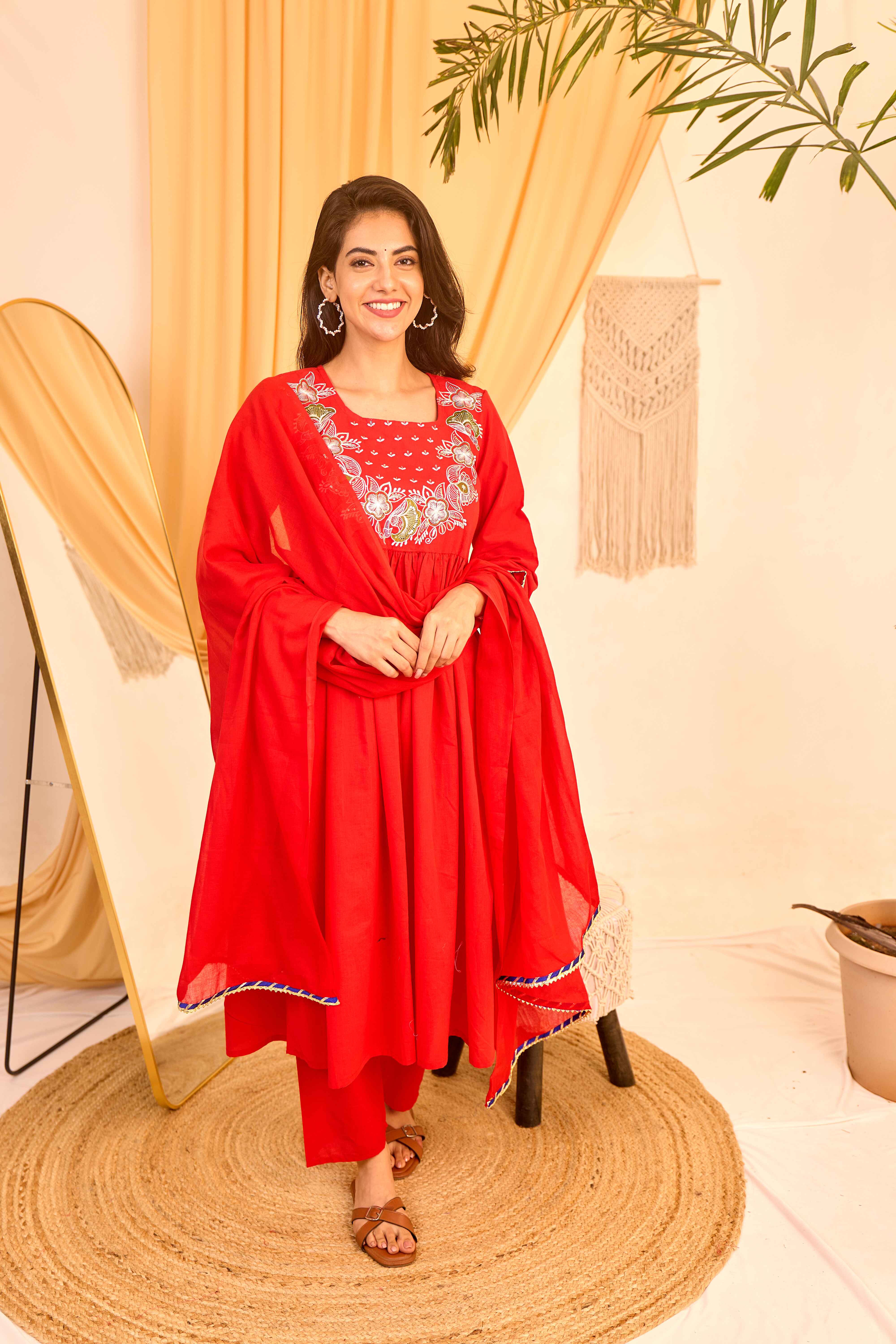 Most magnificent Anarkali style Mulmul Cotton Suit Set