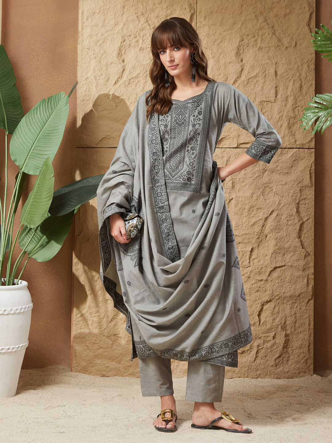Vintage Handloom Cotton Weaving Suit Set