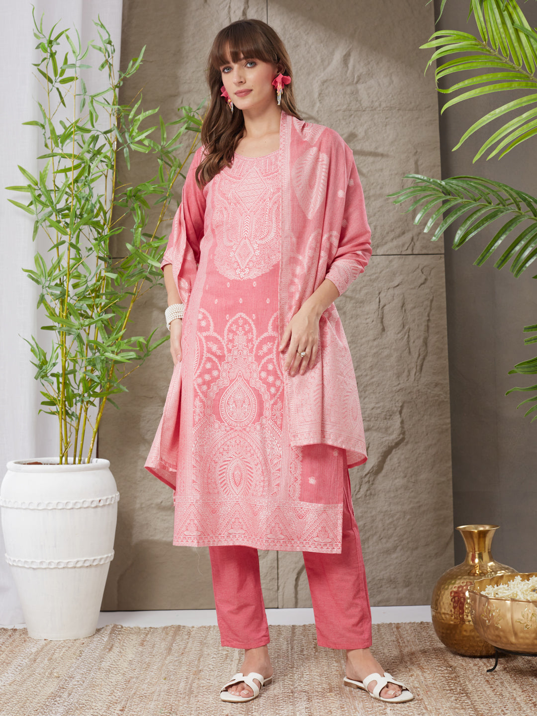 Charming Handloom Cotton Weaving Suit Set