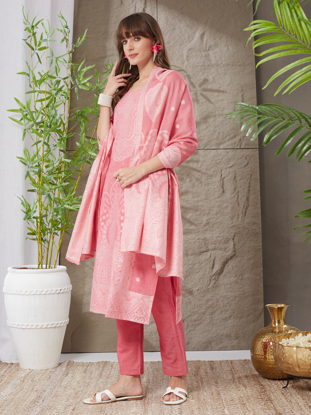 Charming Handloom Cotton Weaving Suit Set