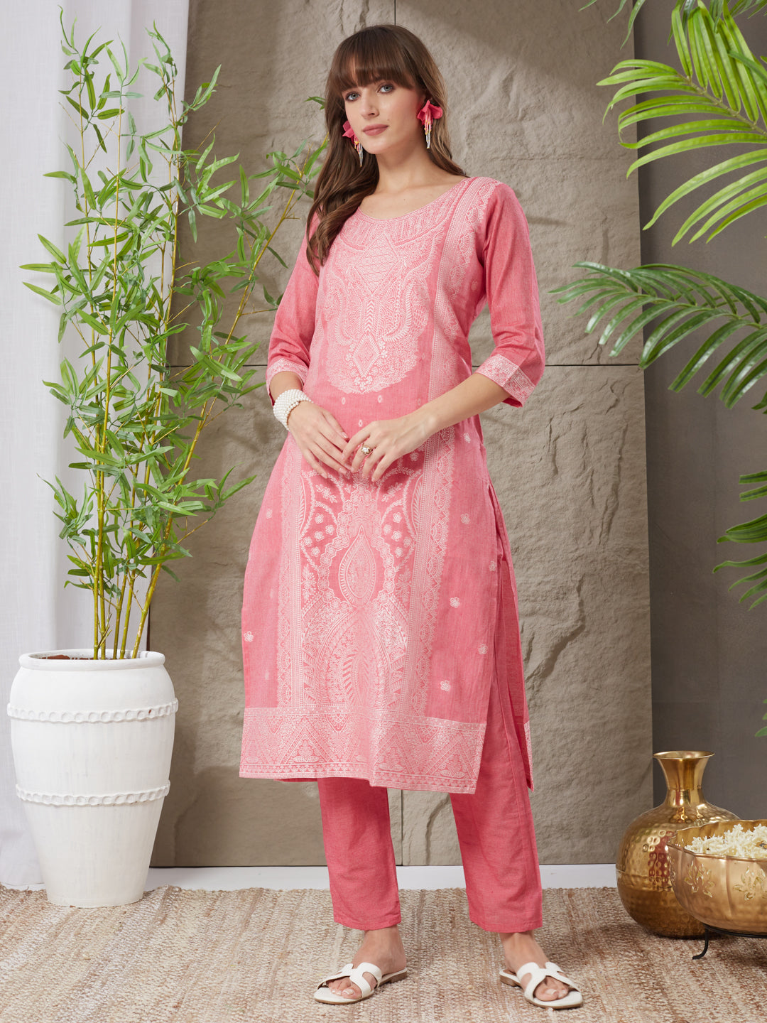 Charming Handloom Cotton Weaving Suit Set