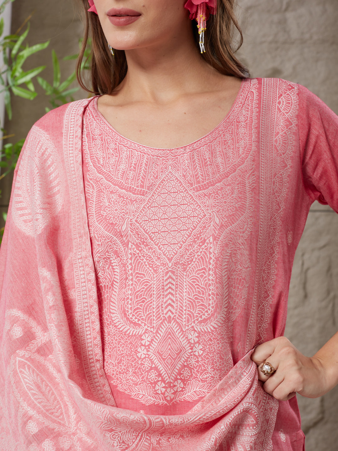 Charming Handloom Cotton Weaving Suit Set