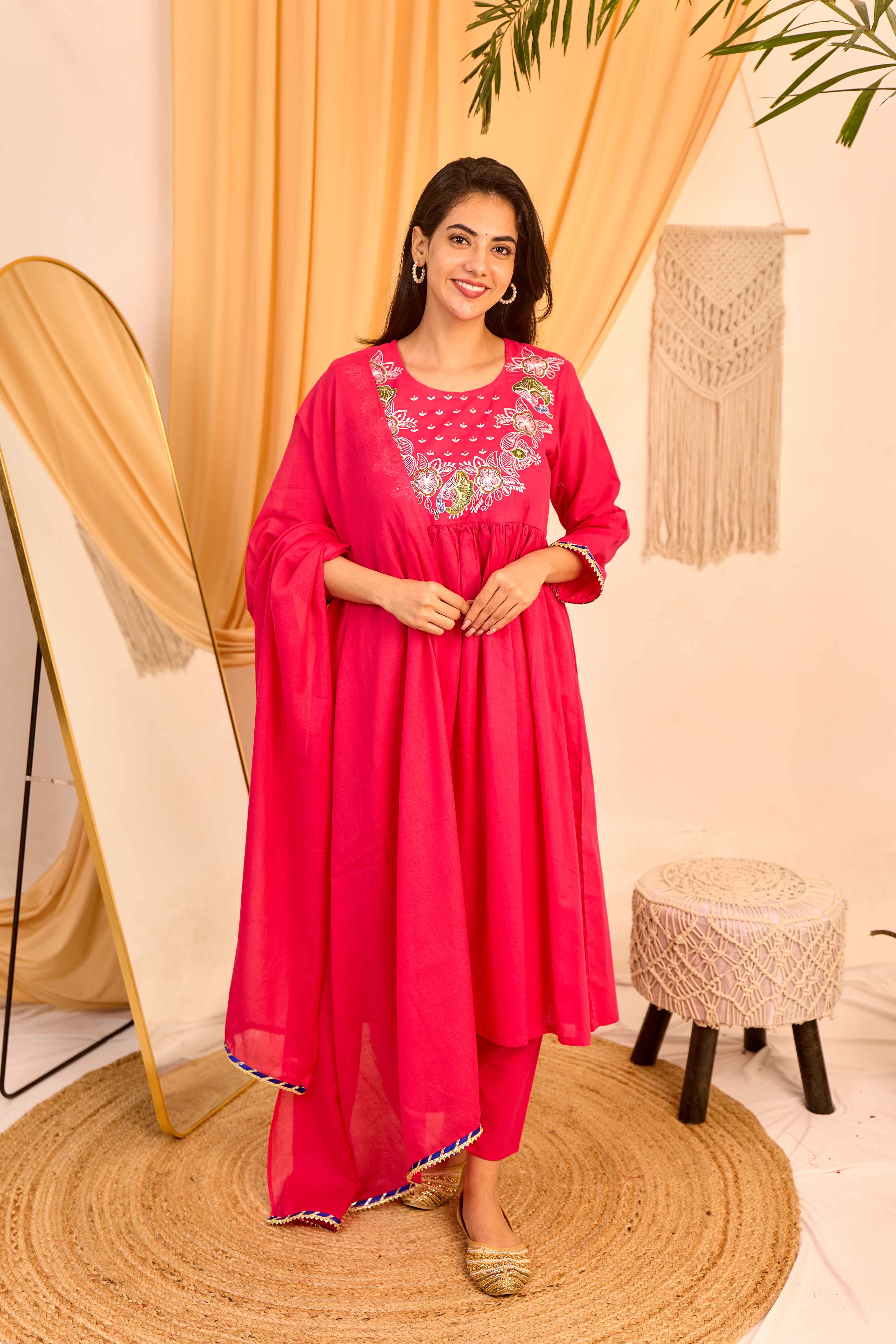 Most magnificent Anarkali style Mulmul Cotton Suit Set