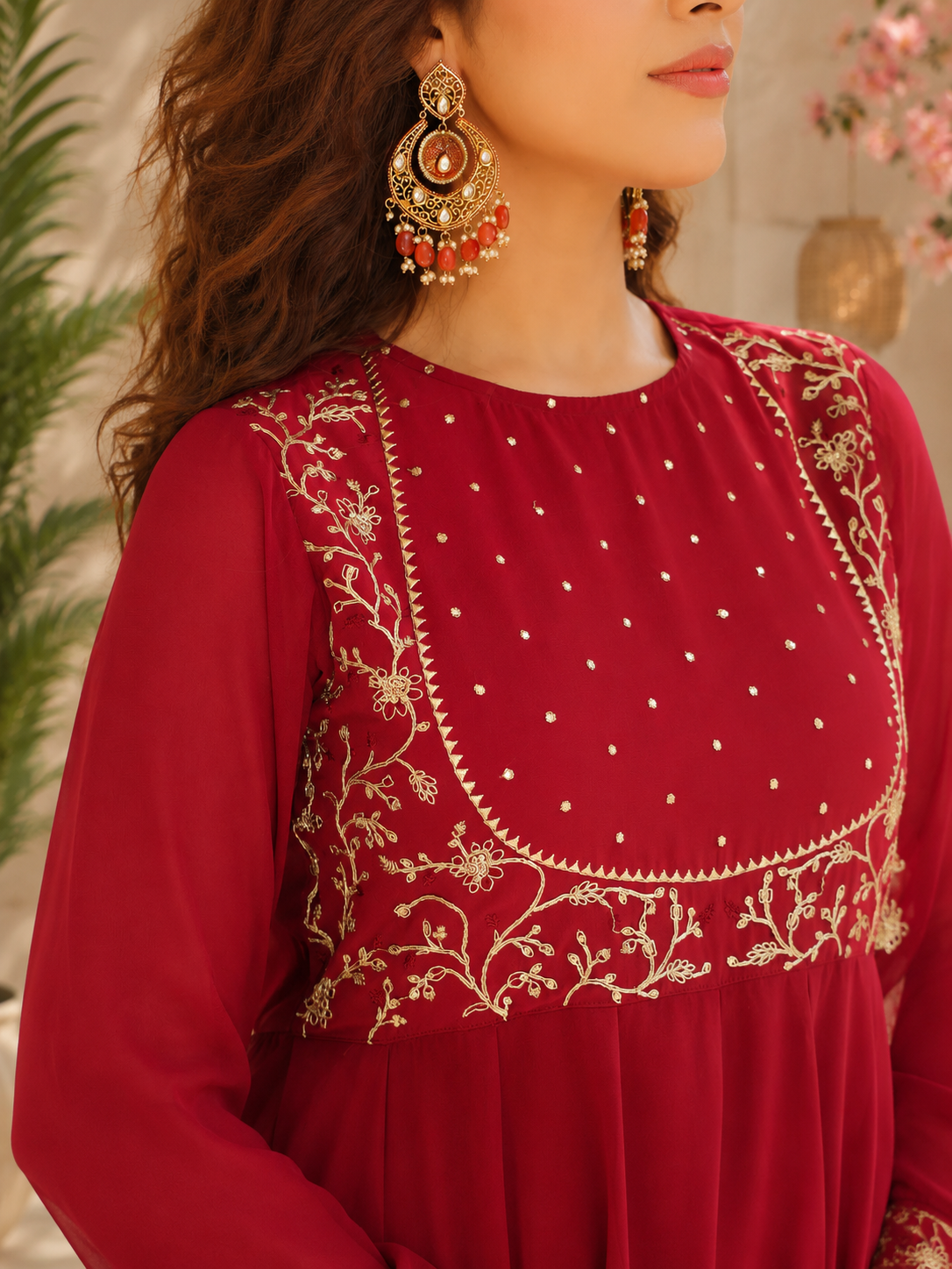 Sharvani Rosewood Anarkali Suit Set