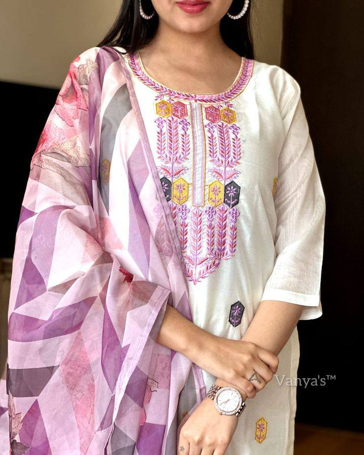 Most Beautiful Pure Viscose Chanderi Suit Set
