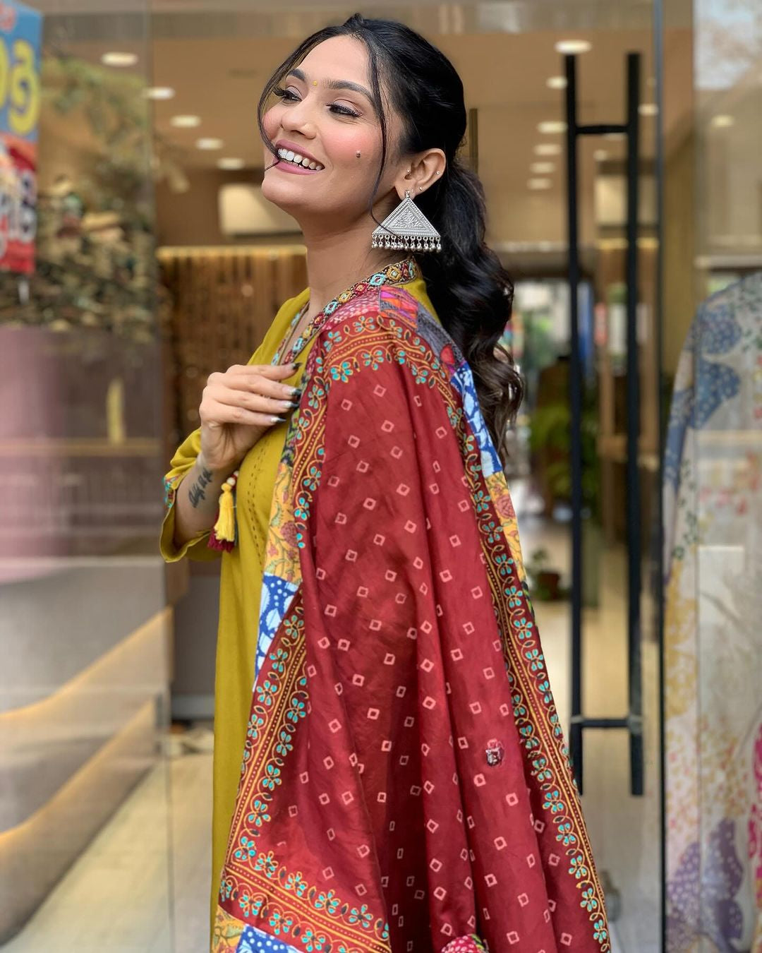 Tremendous Yellow Beautiful Viscose Chanderi Suit Set