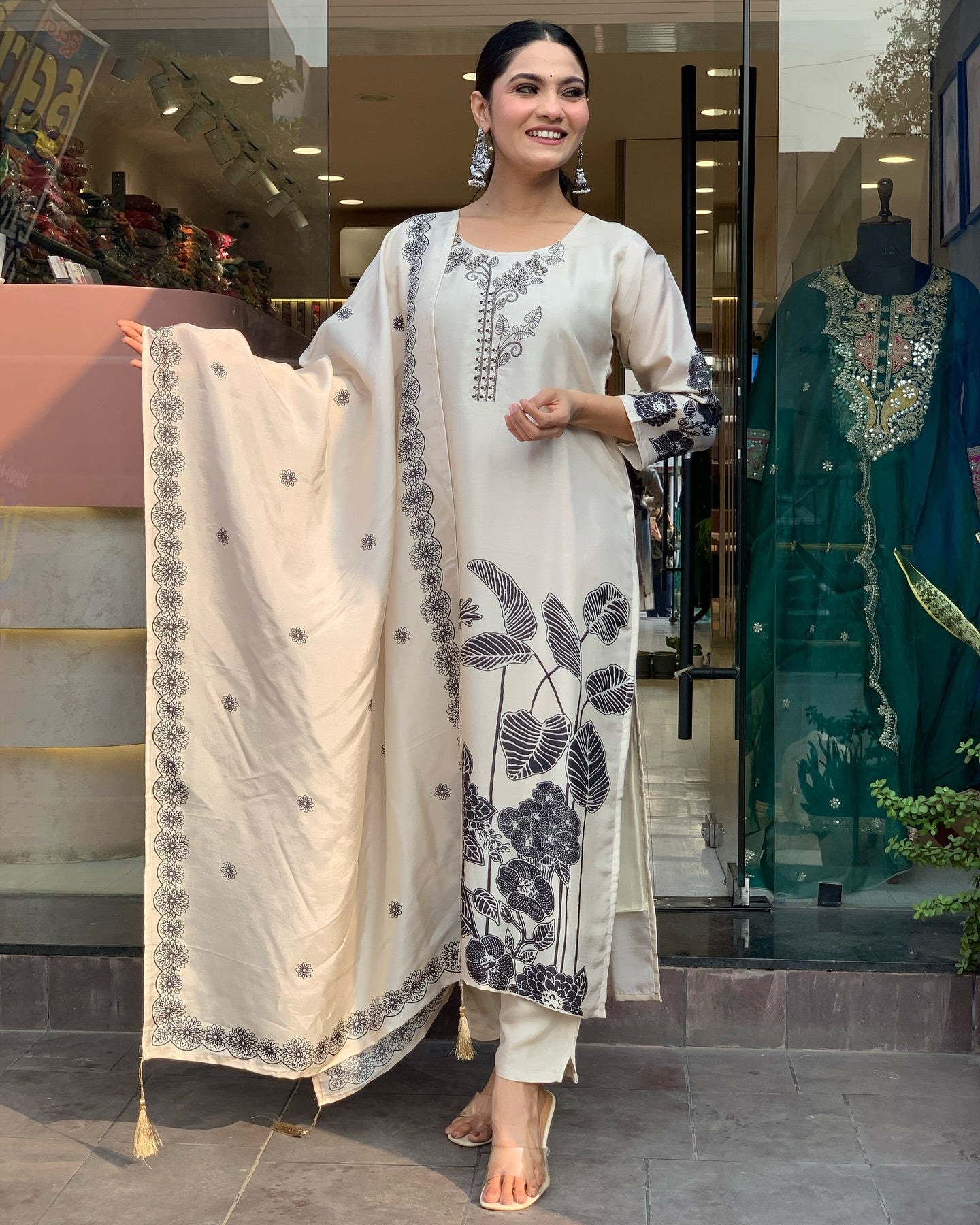 Exceptional Chanderi Suit Set With Chinon Dupatta