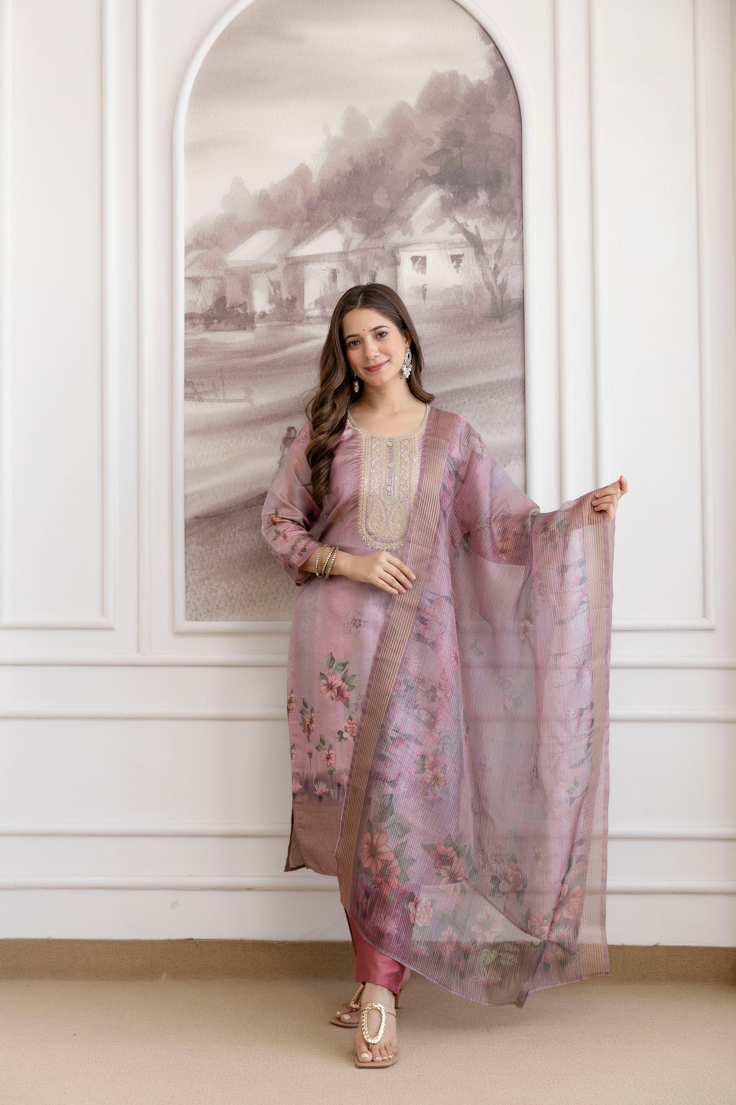 Elegant Viscose Zari Weaving Suit Set