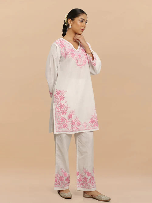 Most Sophisticated Pure Linen Embroidery Kurta Set