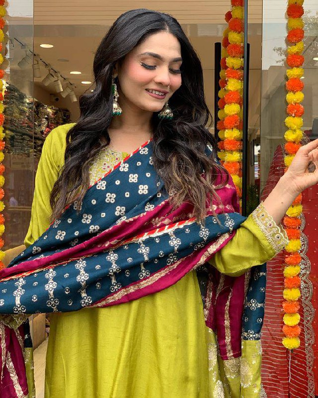 Precious Lemon Viscose Chanderi Suit Set