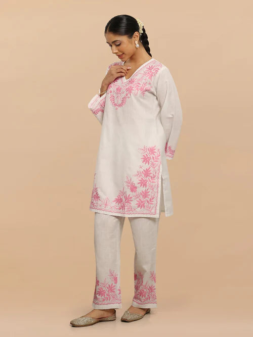 Most Sophisticated Pure Linen Embroidery Kurta Set