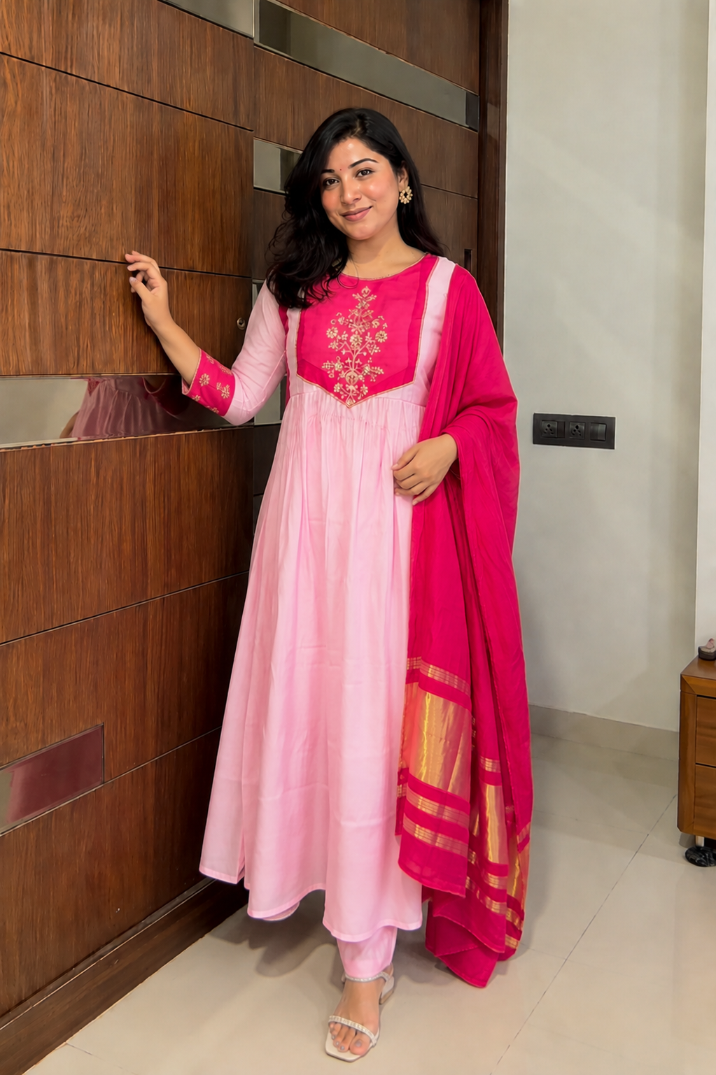 Very Beautiful Mul Chanderi Embroidery Suit Set
