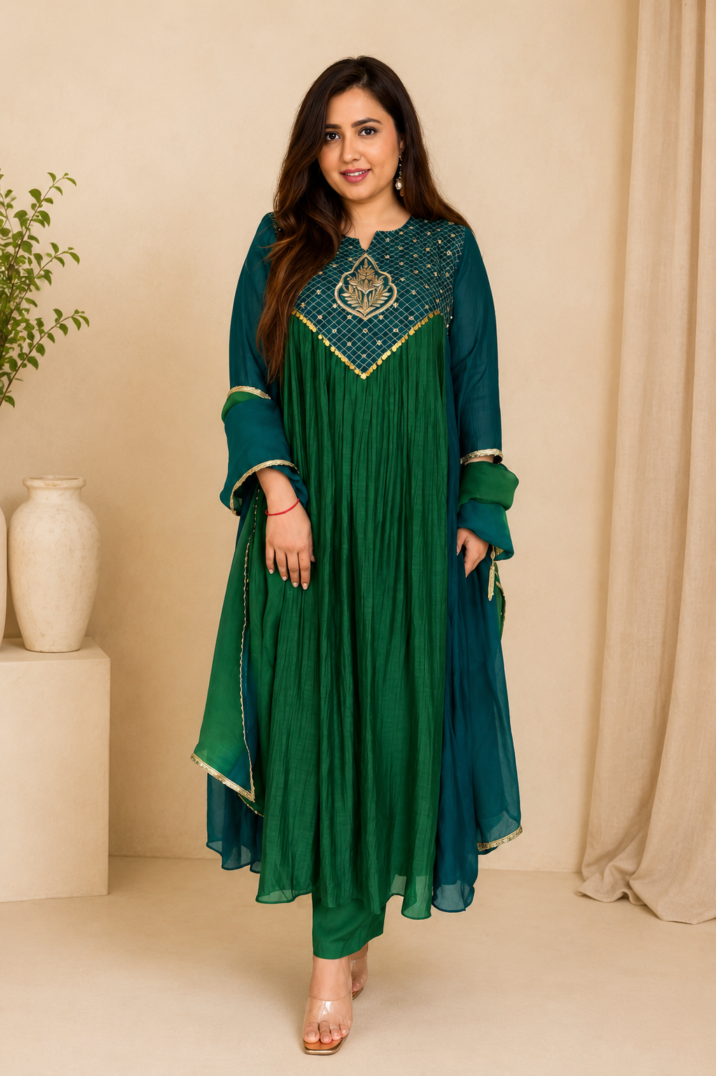 Nayantara Emerald Festive Embroidered Anarkali Set