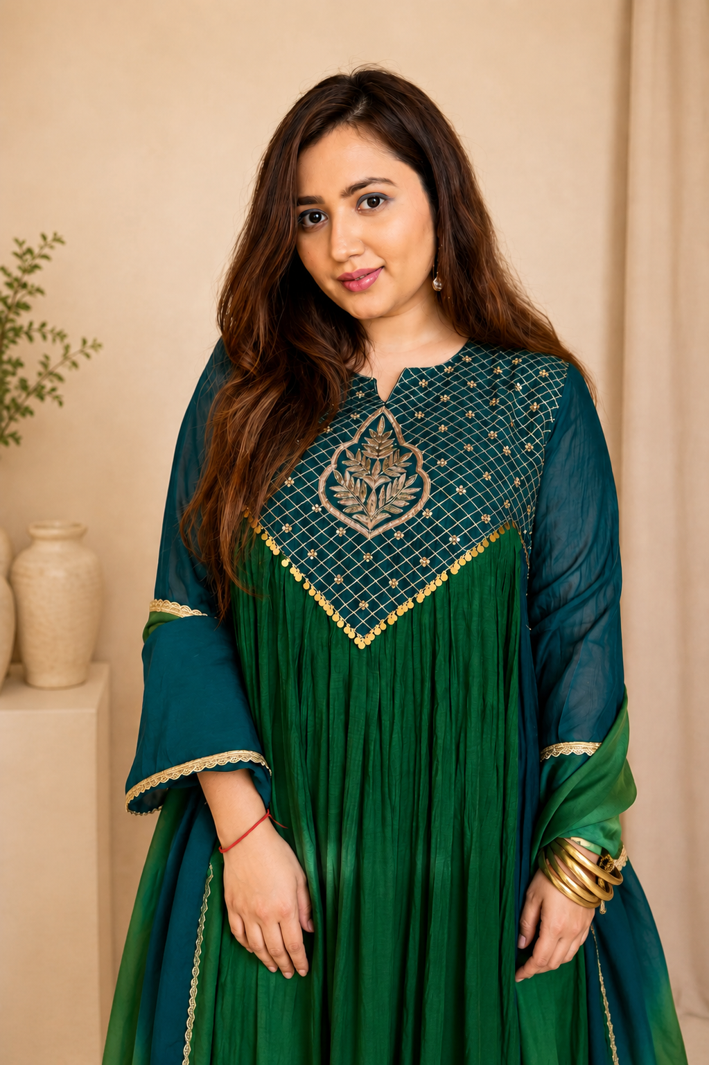 Nayantara Emerald Festive Embroidered Anarkali Set