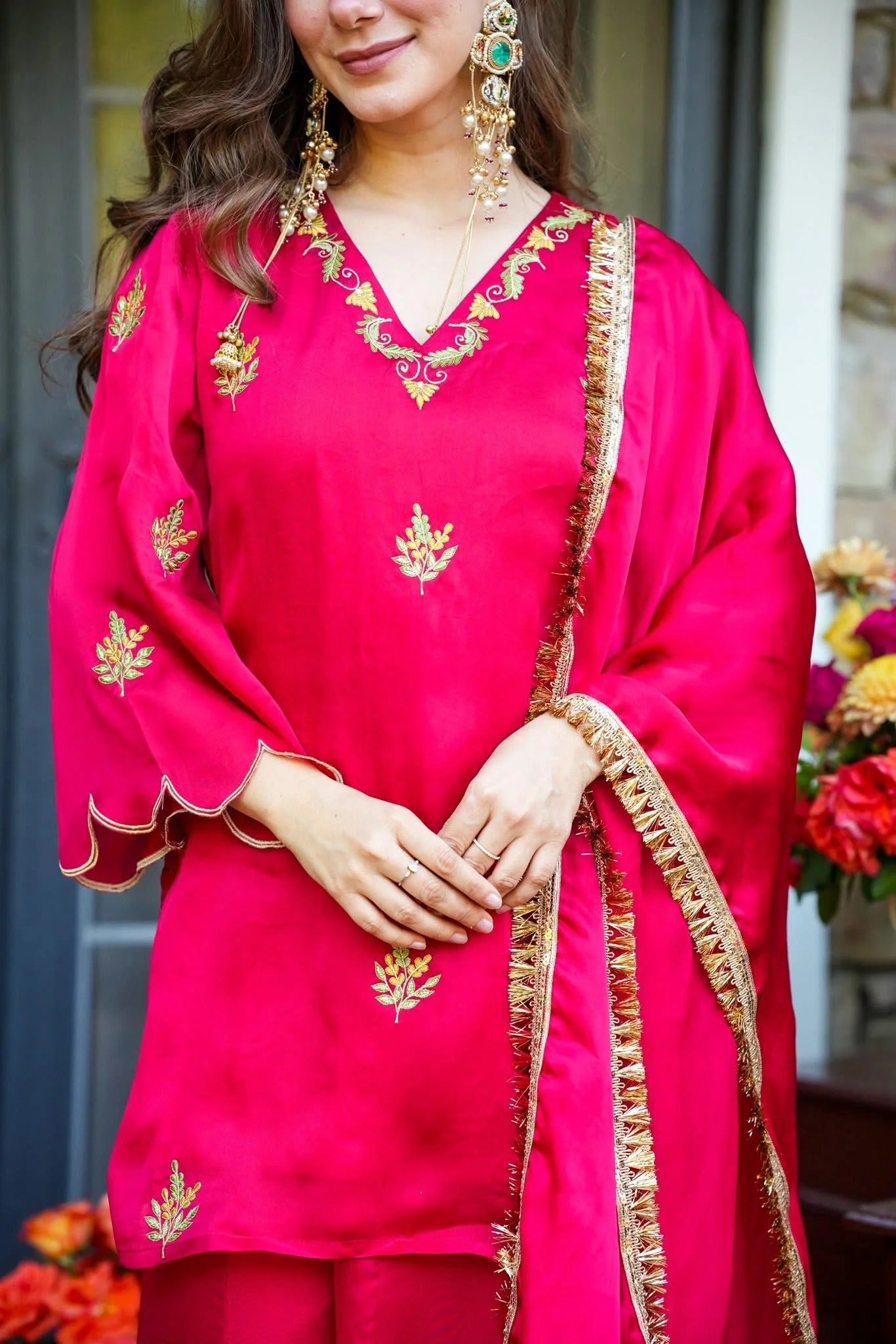 Maharani Pink Embroidered Sharara Suit Set