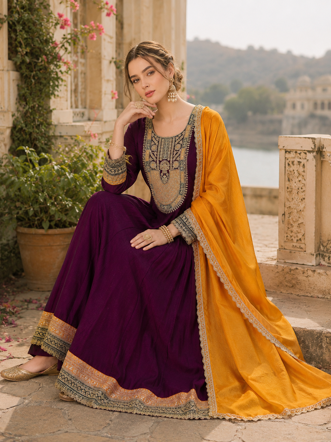 Ameera Heritage Embroidered Suit Set