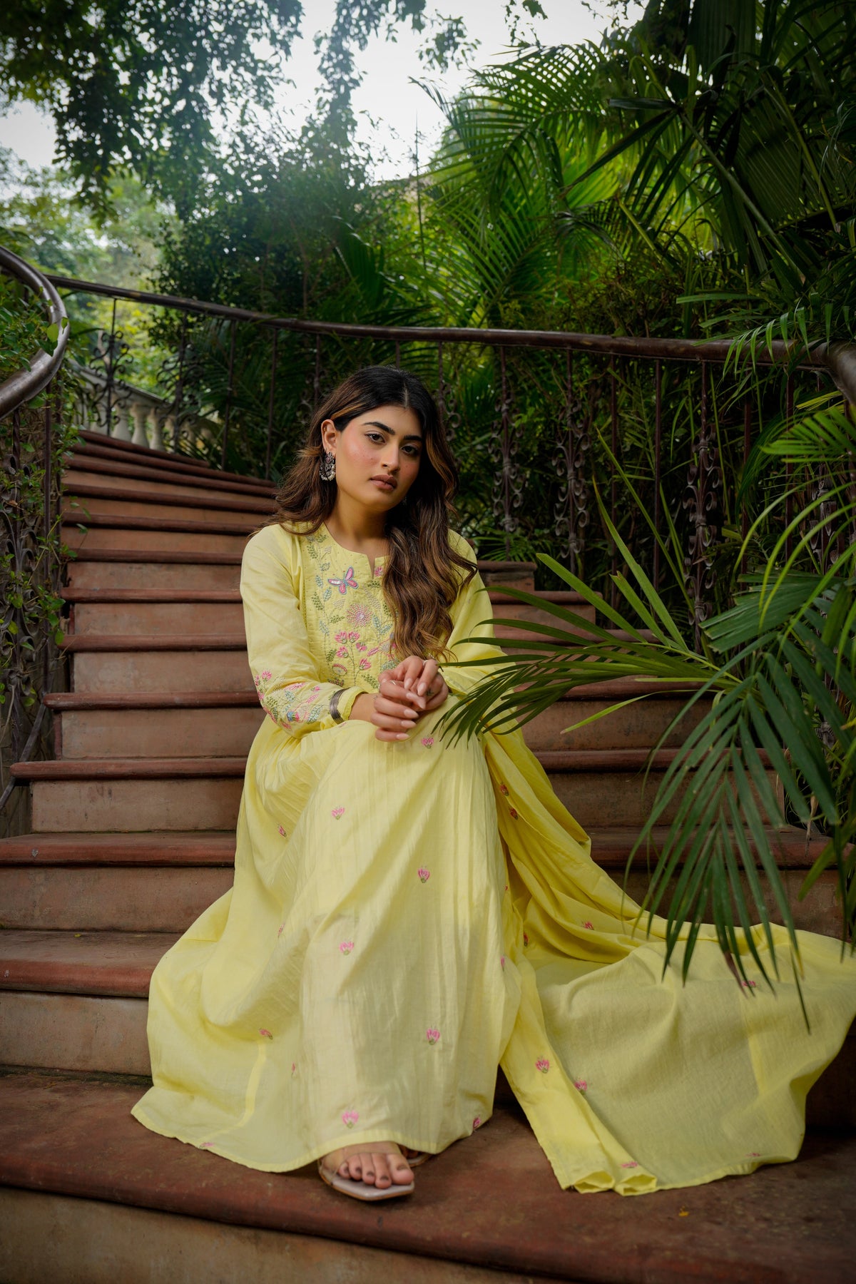 Sunshine Yellow Embroidered Anarkali Suit Set