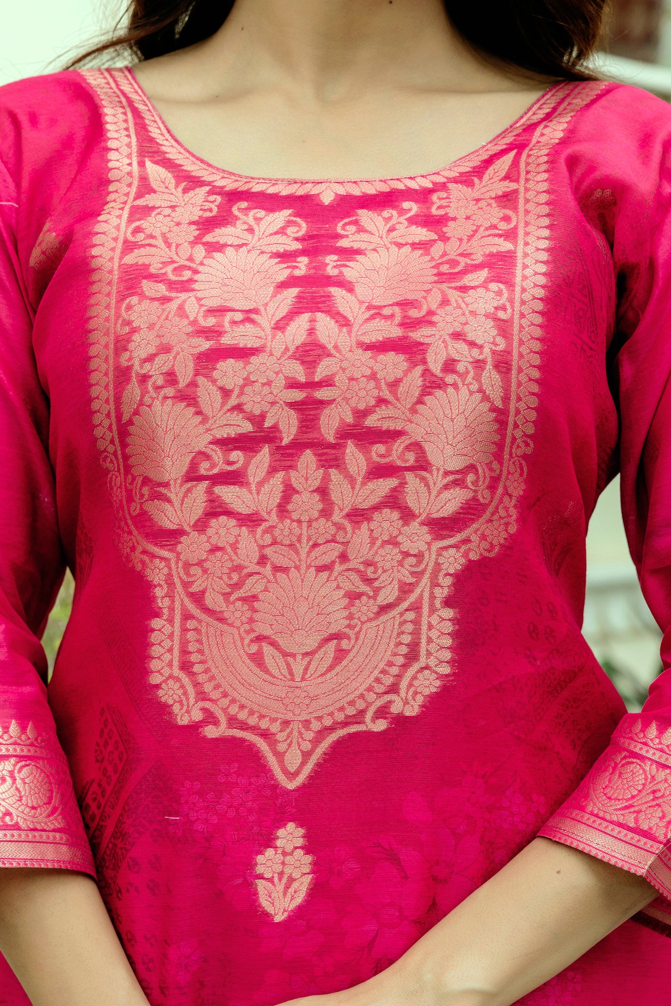 Very Lovely Chanderi Cotton Woven Printed Suit Set