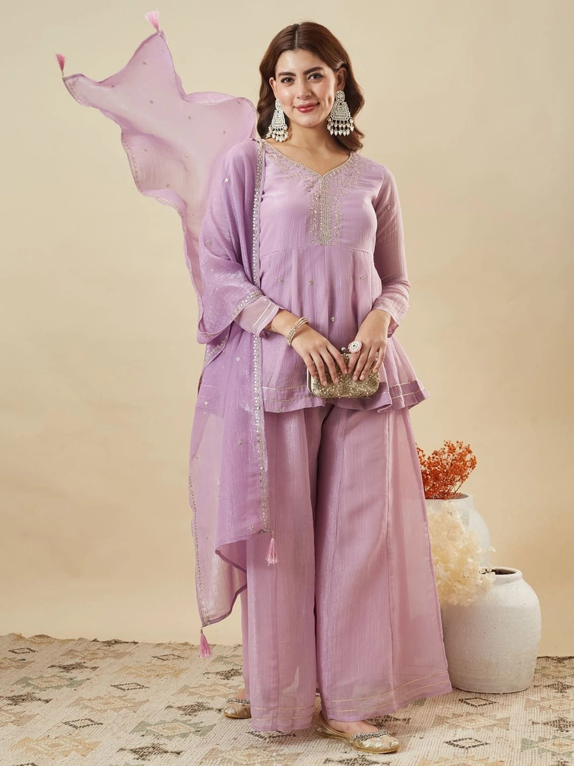 Charulata Festive Embroidred Sharara Set