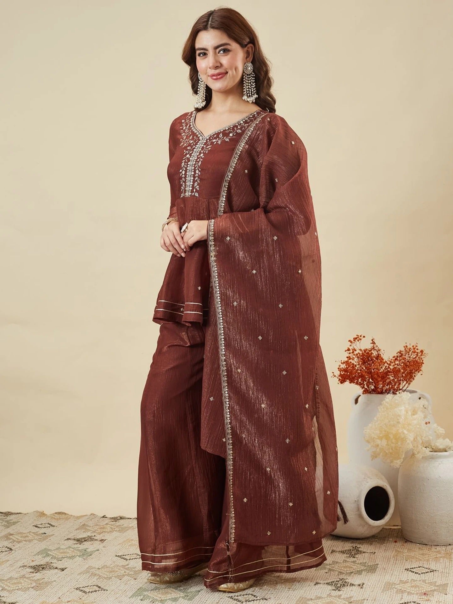 Charulata Festive Embroidred Sharara Set