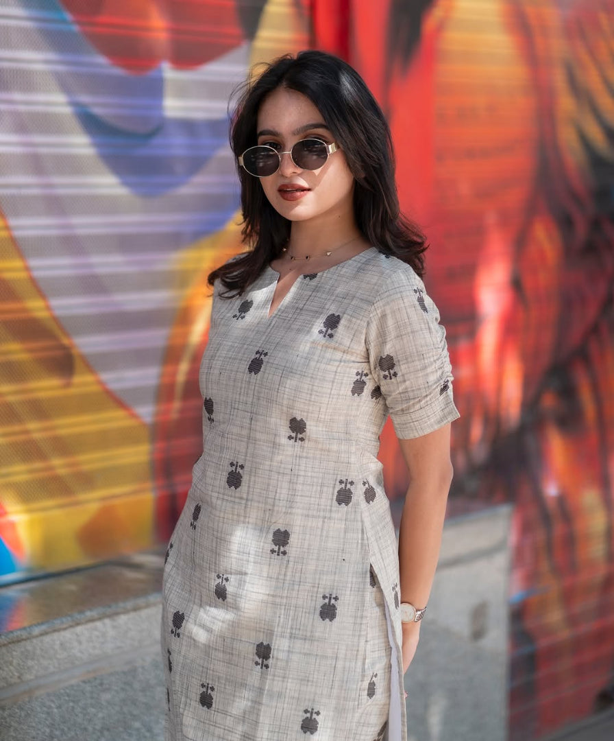 Very Elegant Pure Linen Printed Cord Set