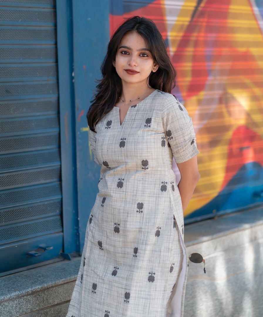 Very Elegant Pure Linen Printed Cord Set