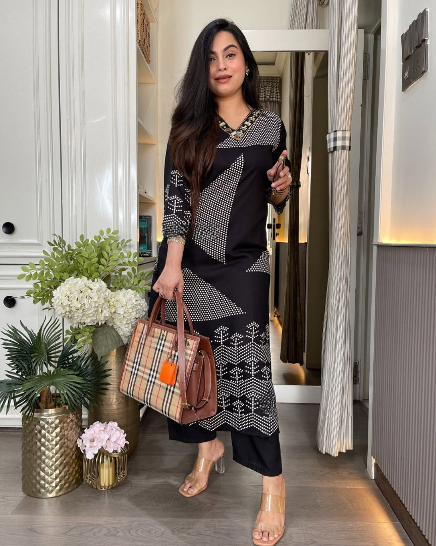 Beautiful Slub Cotton Mirror Work Cord Set