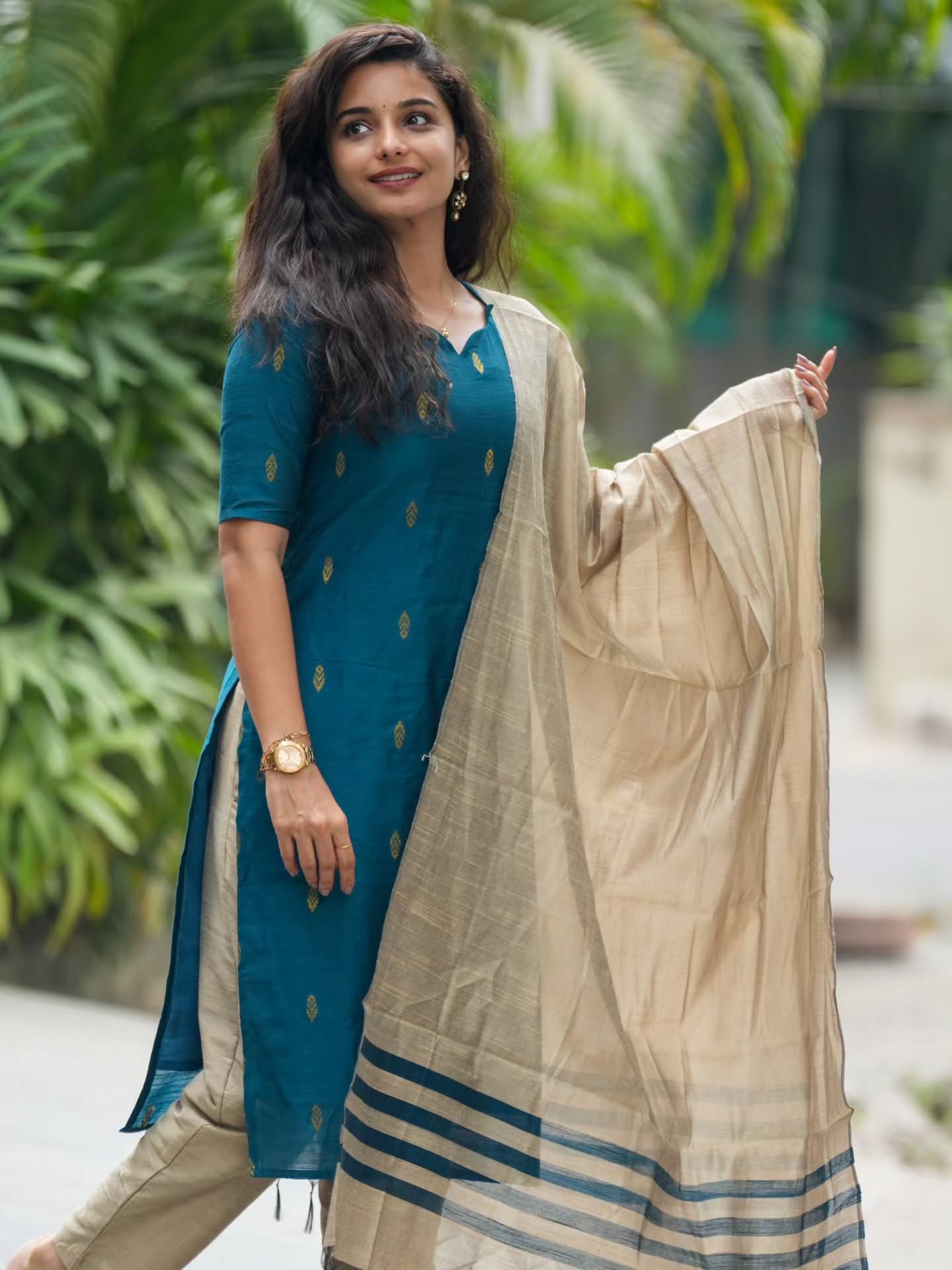 Charming Blue Kanchi Cotton Zari Weaving Suit Set