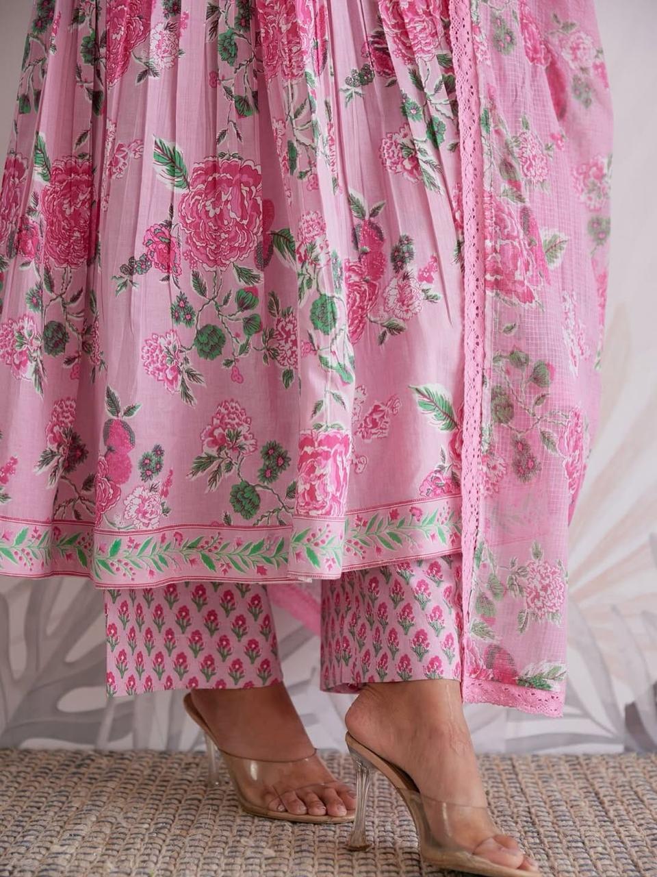 Very Attractive Mul Cotton Anarkali Suit Set