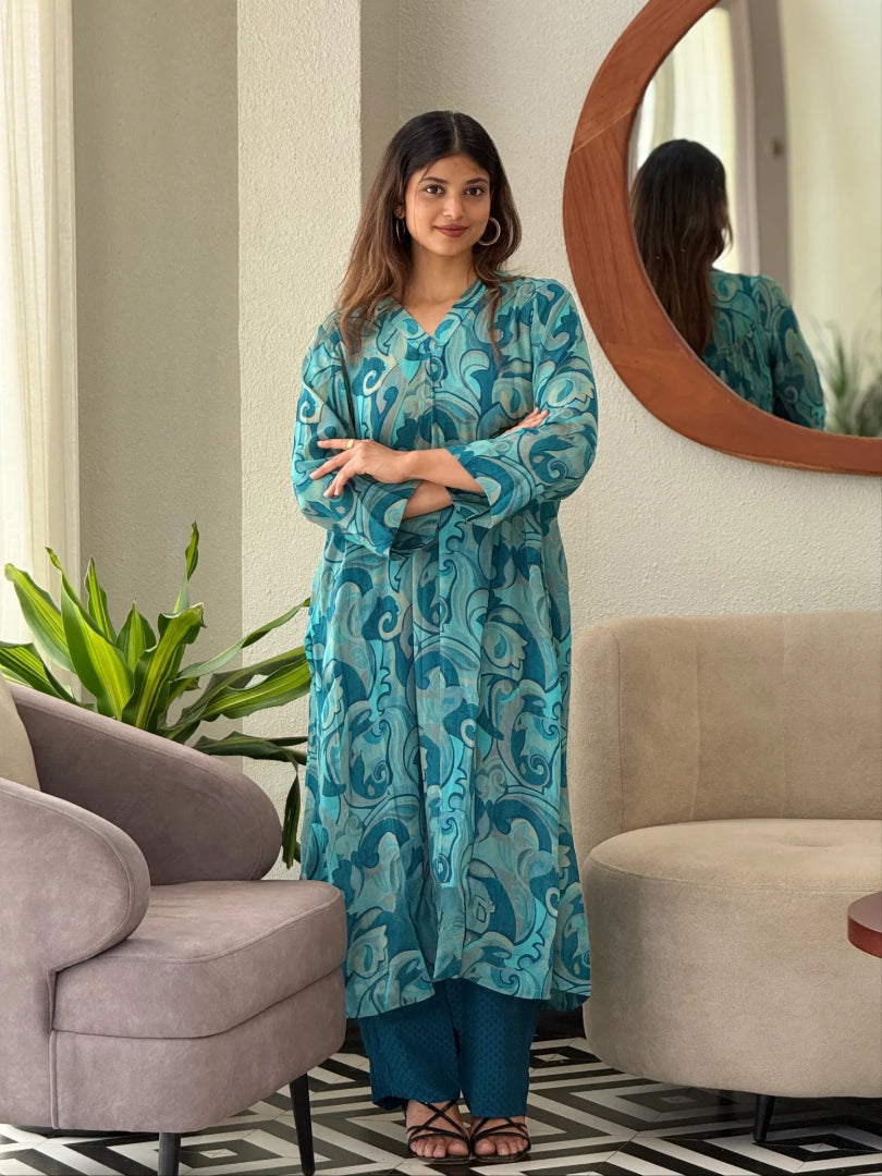 Very Beautiful Pure Chiffon Floral Print Kurta Set