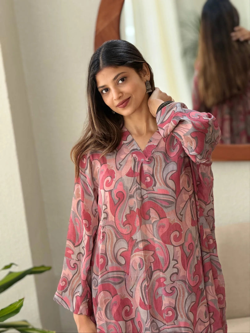 Very Beautiful Pure Chiffon Floral Print Kurta Set