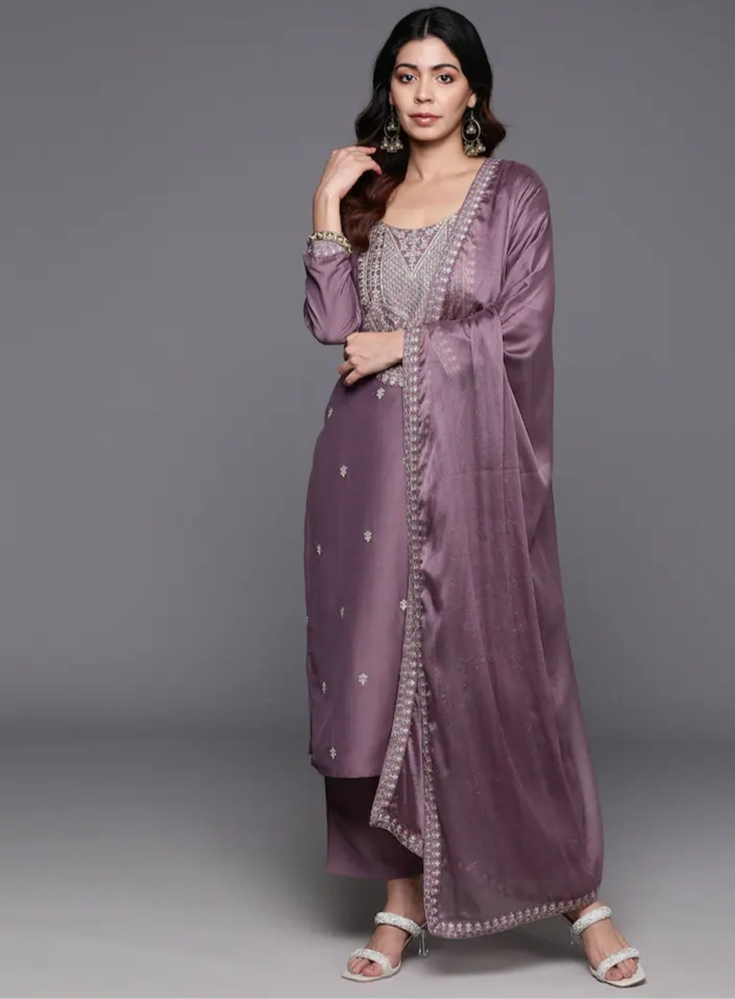 Orange Solid Chanderi Suit Set