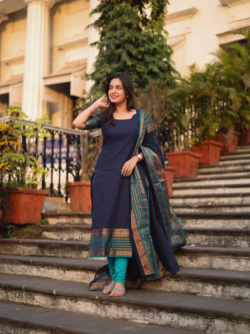 Beautiful Kanchi Cotton Suit Set With Jaquard Dupatta