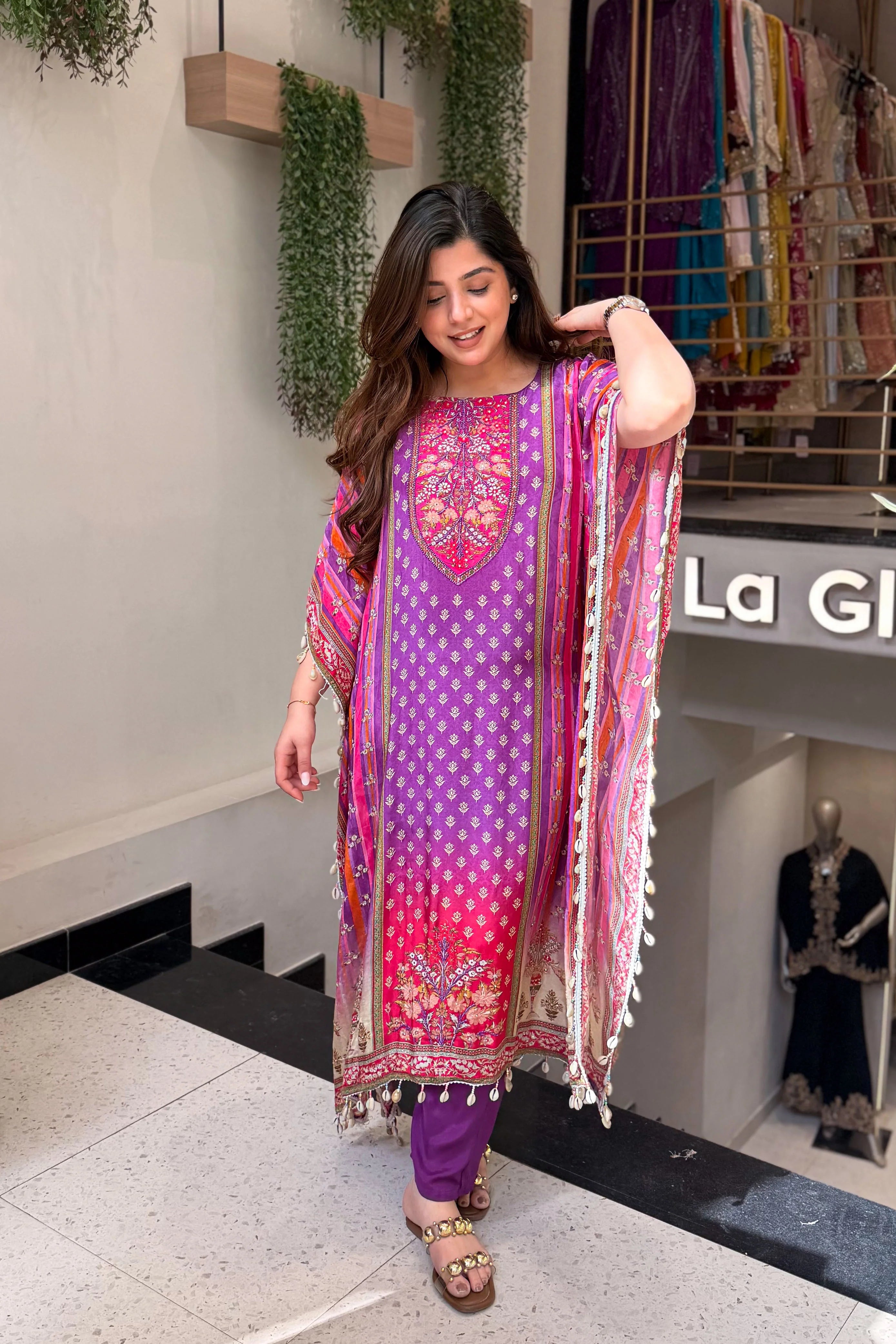 Vihana Royal Embroidered Kaftan Suit Set