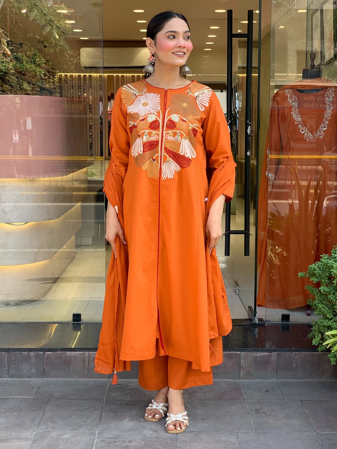 Premium Blue Floral Embroidered Kurta Set with Dupatta