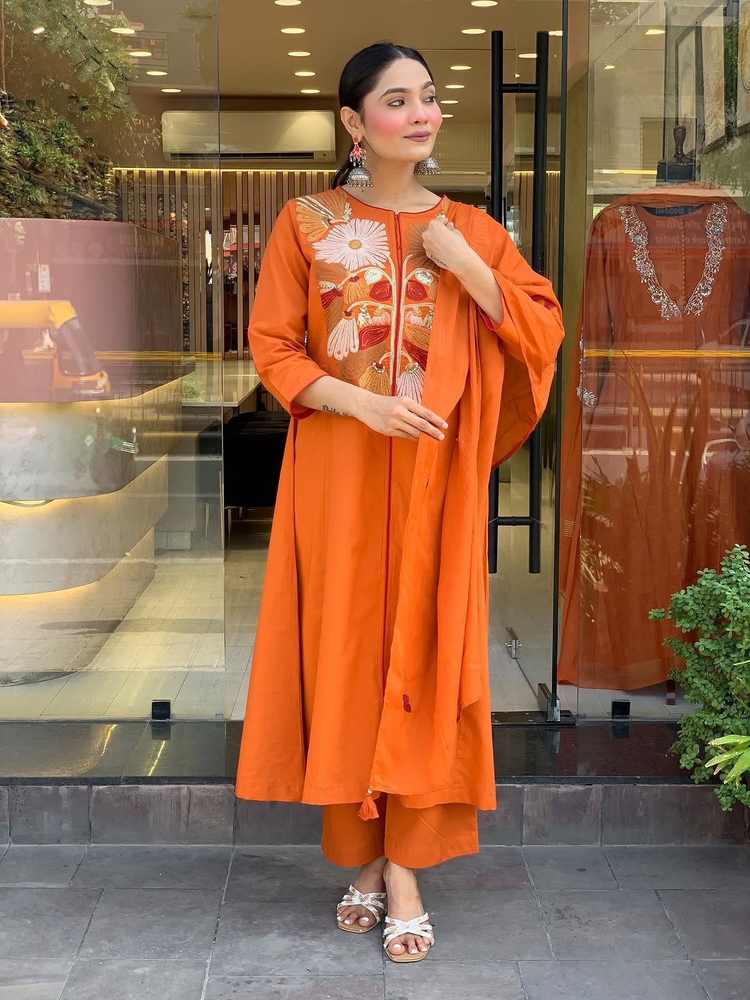 Premium Blue Floral Embroidered Kurta Set with Dupatta