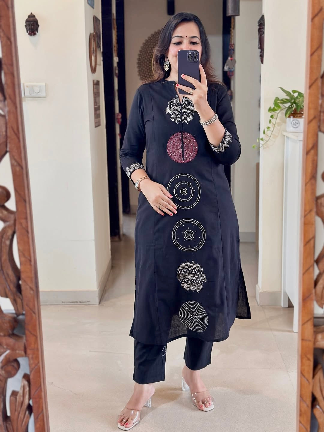 Rust Orange Premium Mul Cotton Embroidered Kurta Set with Dupatta