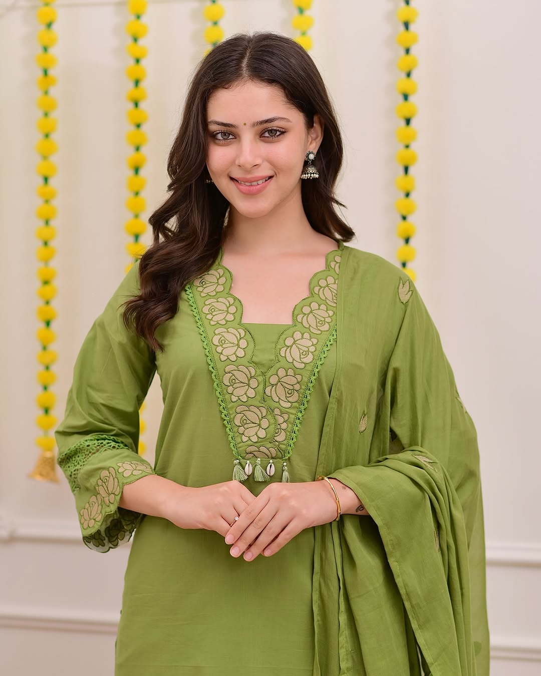 Delightful Rust Orange Mul Cotton Embroidery Suit Set