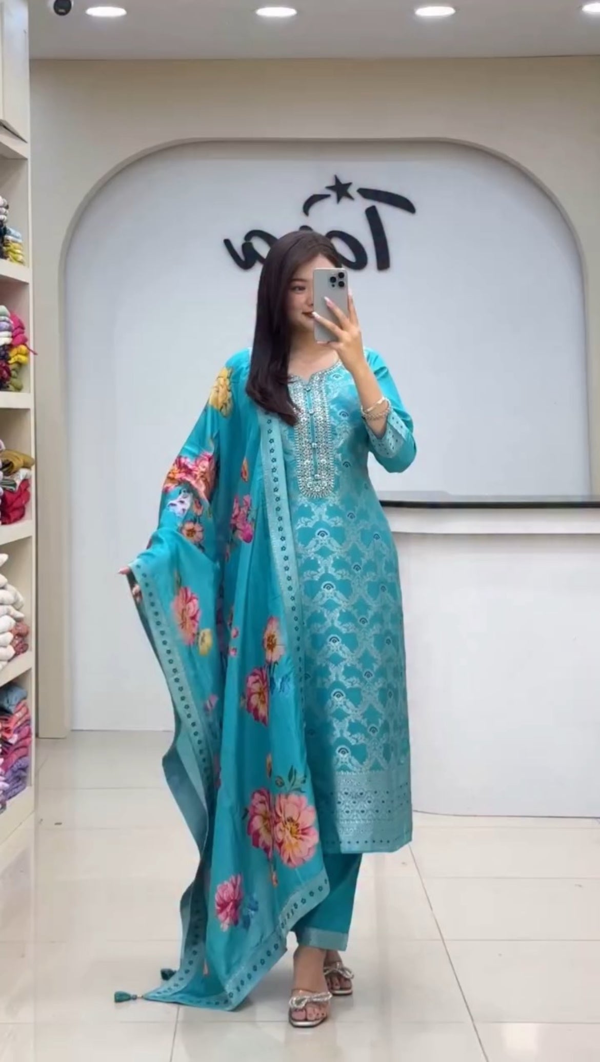 Elegant Pure Banarasi Silk Jequard Weaving Suit Set