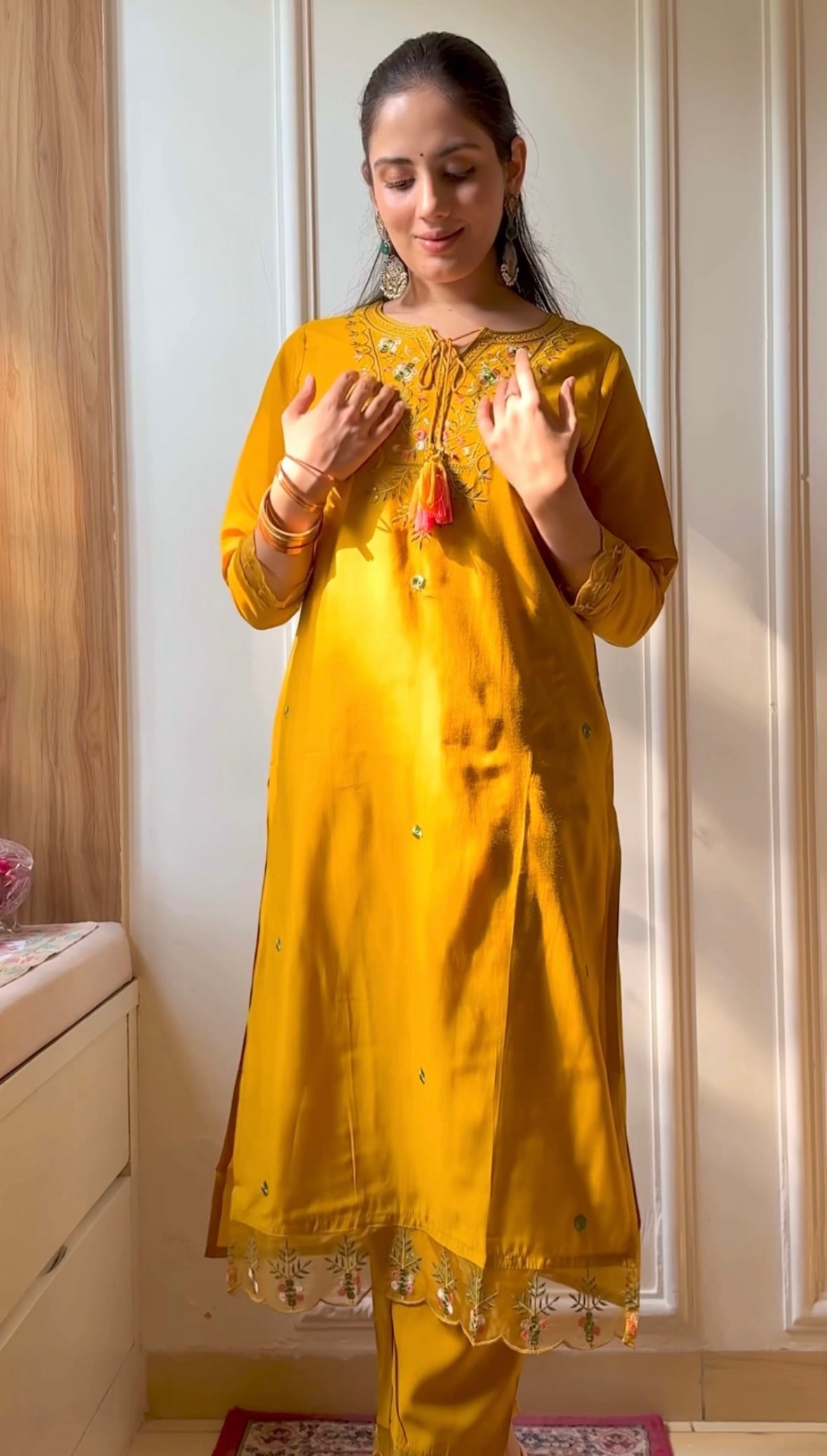 Precious Musturd Pure Chanderi Silk Designer Suit Set With Stylish Dupatta