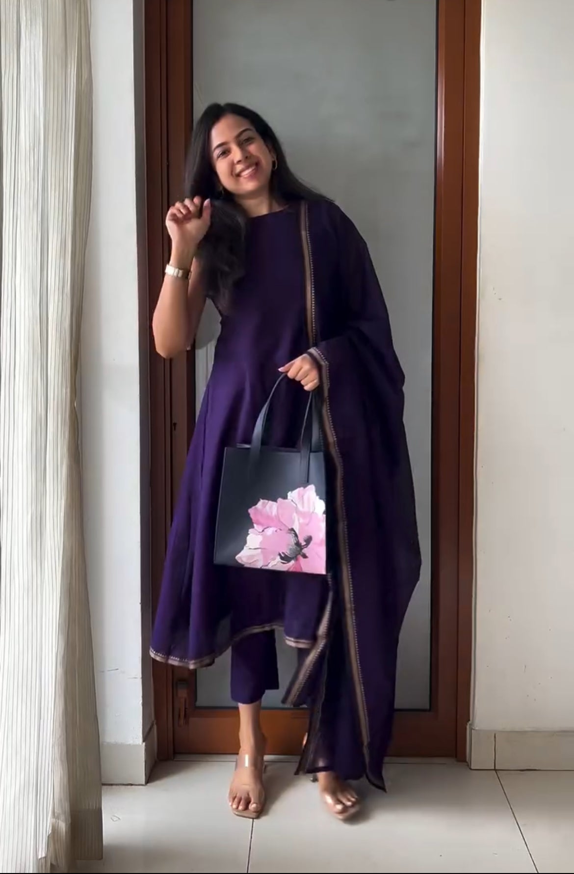 Elegant Purple Narayanpet Suit Set