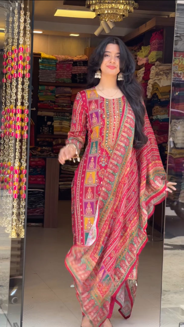 Very Delightful Premium Silk HandWork Suit Set