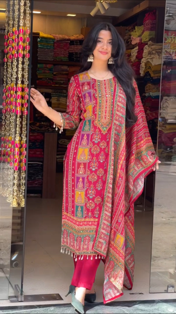 Very Delightful Premium Silk HandWork Suit Set