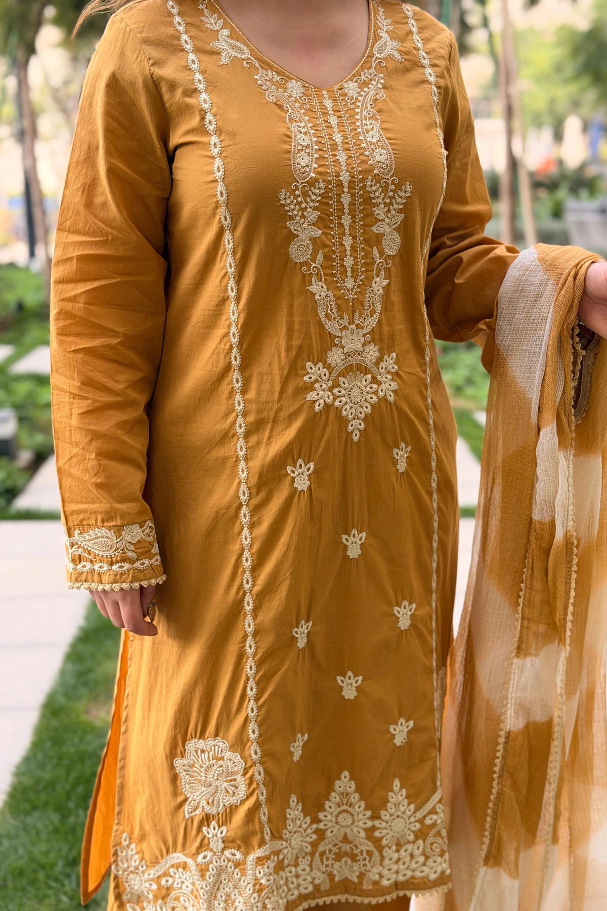 Ridhima Mustard Yellow Festive Embroidered Suit Set