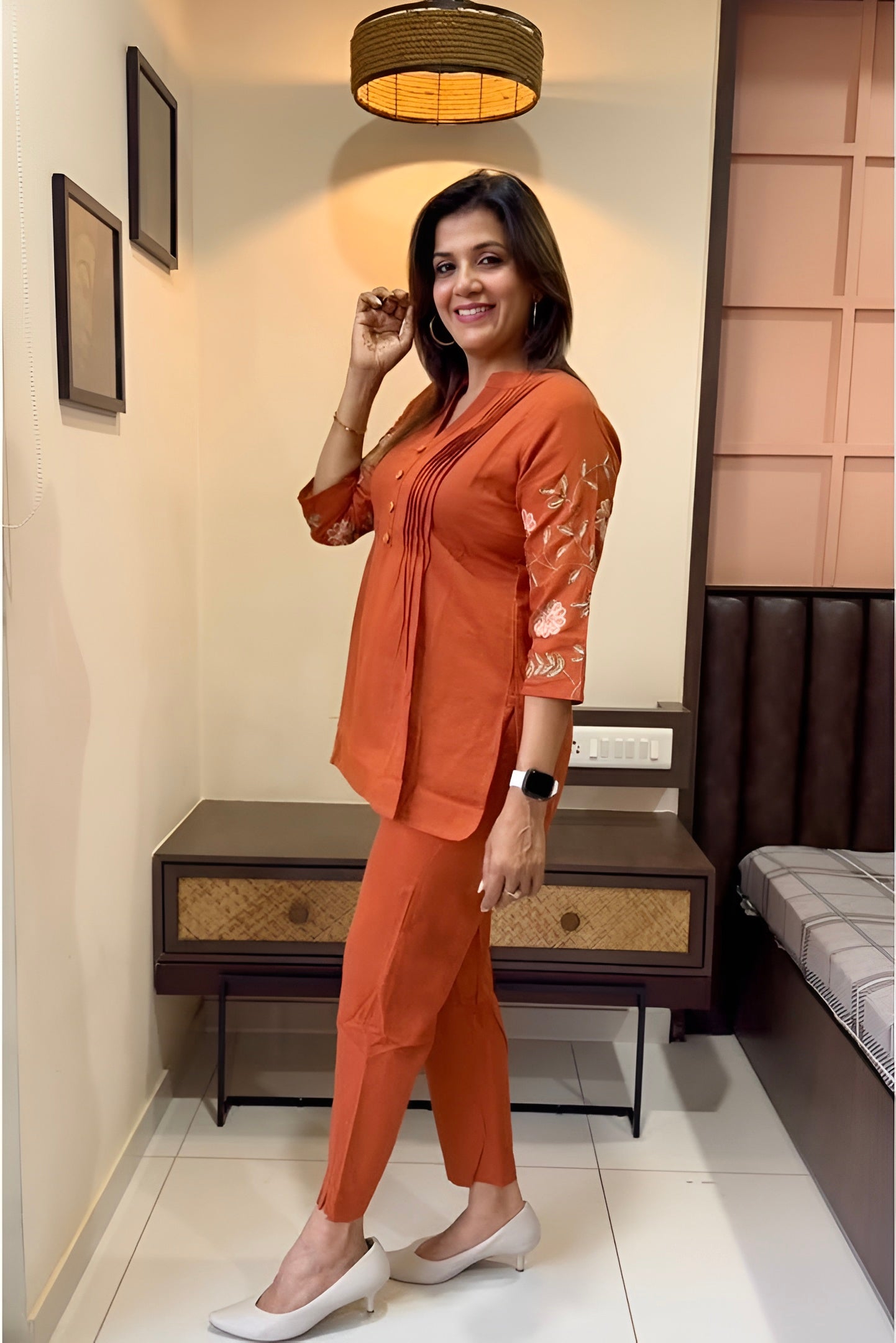 Floral Embroidered Cotton Co-ord Set