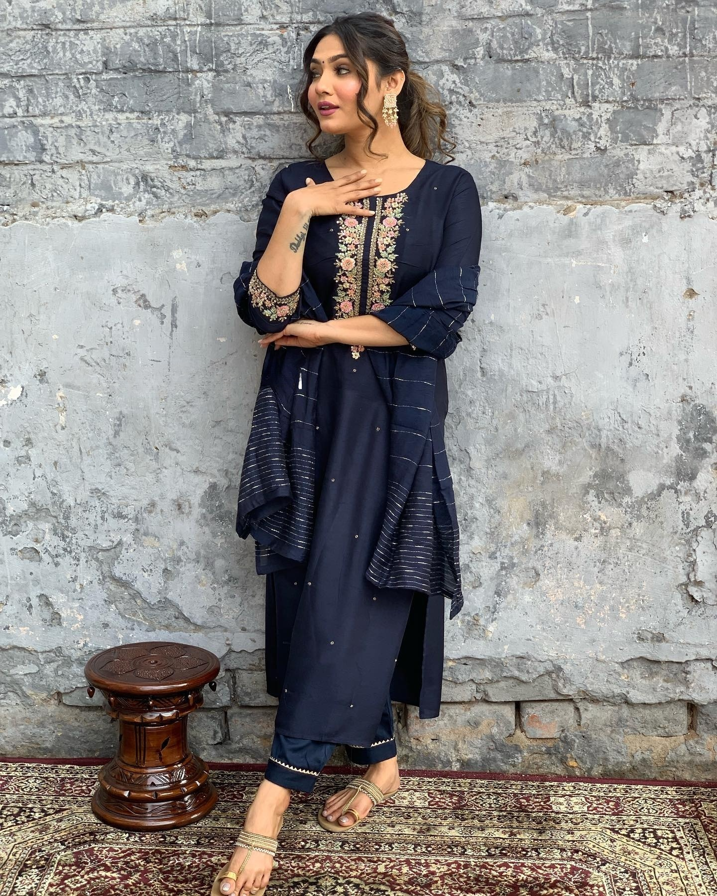 Most Beautiful Blue Viscose Chanderi Suit Set