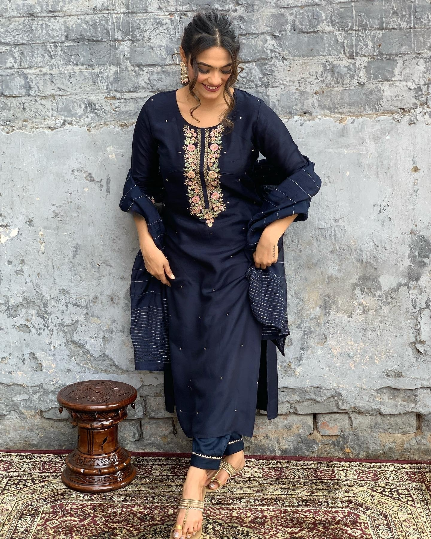 Most Beautiful Blue Viscose Chanderi Suit Set