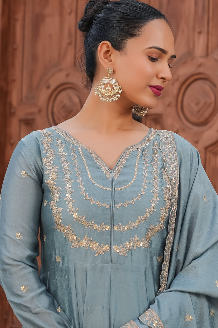 The Amara Edit Anarkali embroidered Suit Set