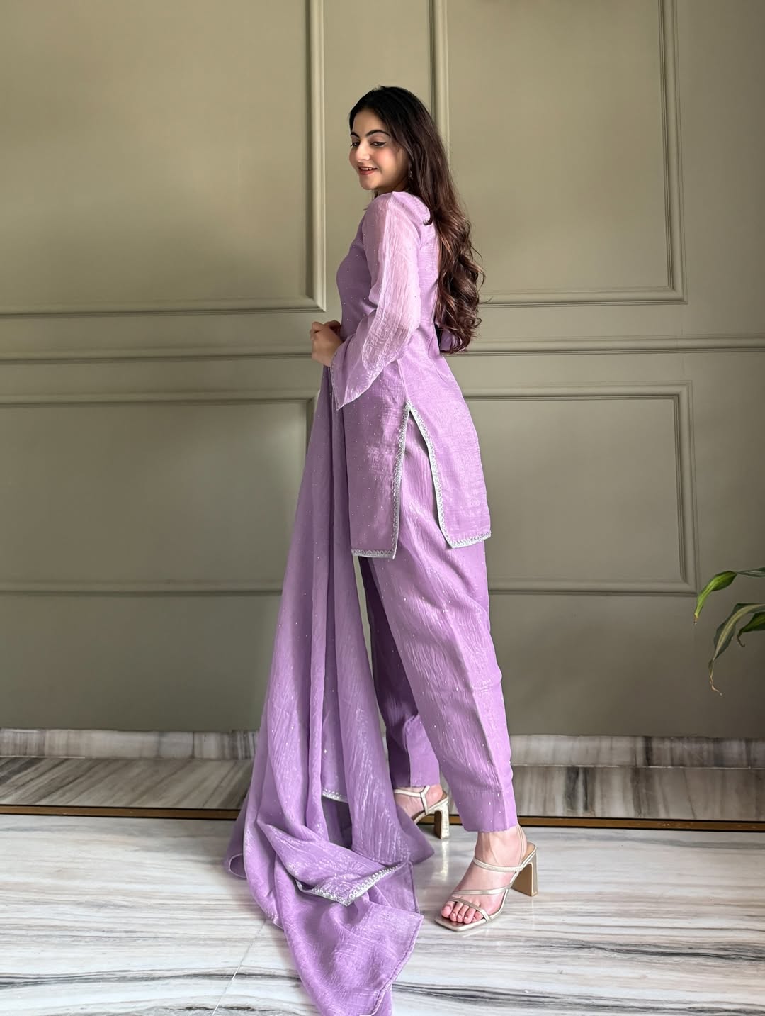 Lavender Luxe Crunchy Silk Suit Set