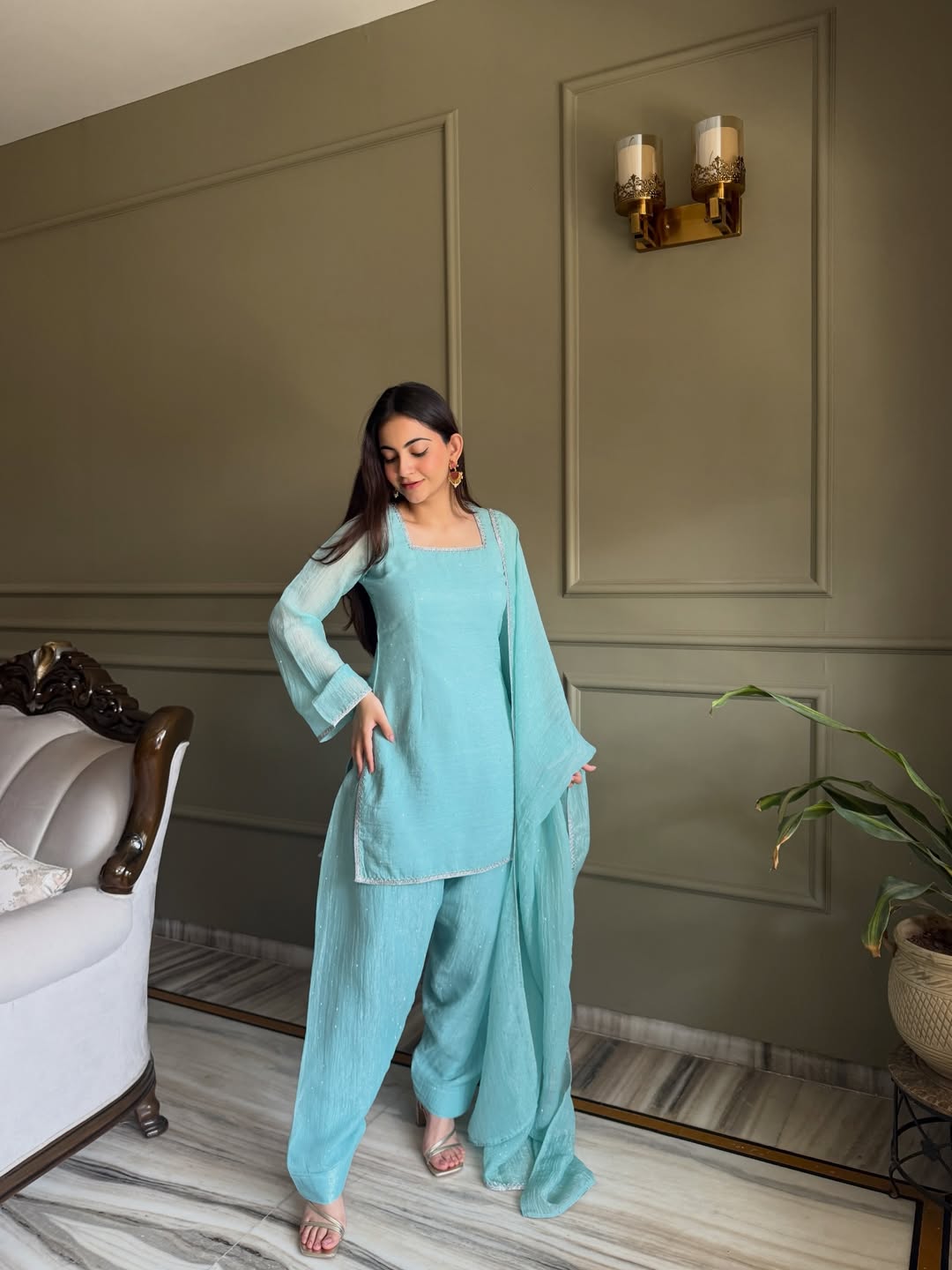 Rama Luxe Crunchy Silk Suit Set